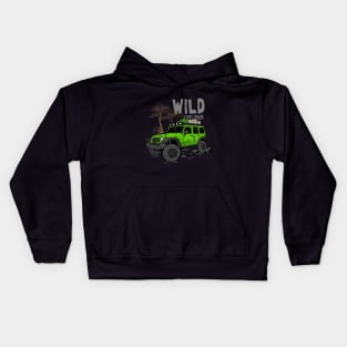 Wild Explorer Jeep - Adventure Green Jeep Wild Explore for Outdoor enthusiasts Kids Hoodie